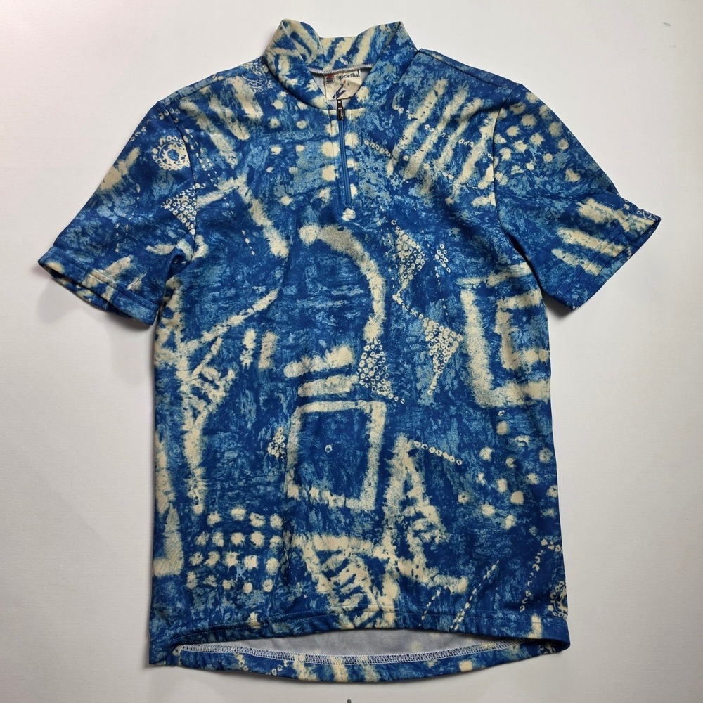 Sportful Abstract Batik Print Blue White Cycling Jersey Size Small